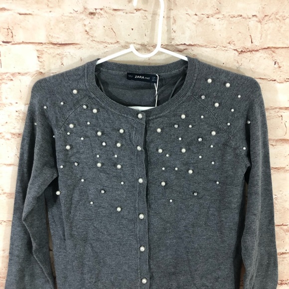 NWT Zara Knit Pearl Sweater - Picture 4 of 5